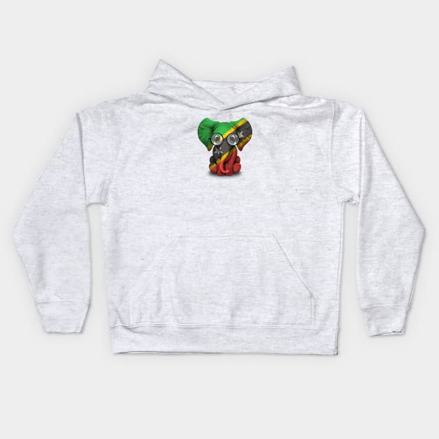 Baby Elephant with Glasses and Saint Kitts Flag Kids Hoodie by jeffbartels